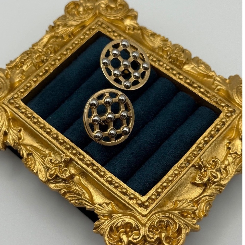 Unbranded Cufflinks OS Gold Silver Geometric Studded Mid Century Modern Retro